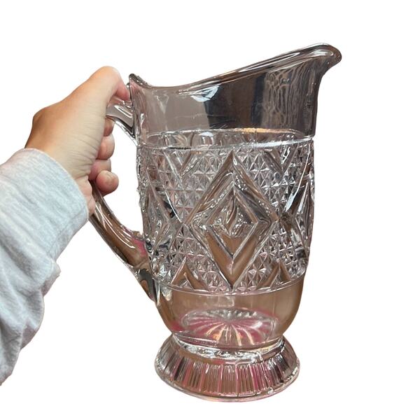 Beautiful Patterned Vintage Glass Pitcher